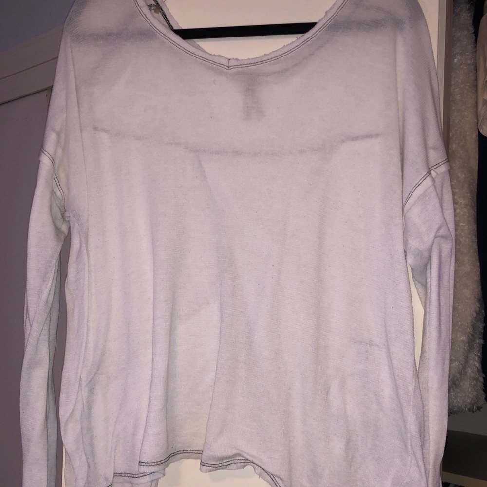 Sheer super comfy white long sleeve w/ back detail